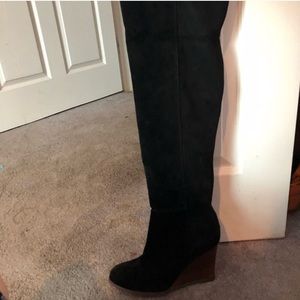 Vince Camuto Knee High Suede Wedge Boots